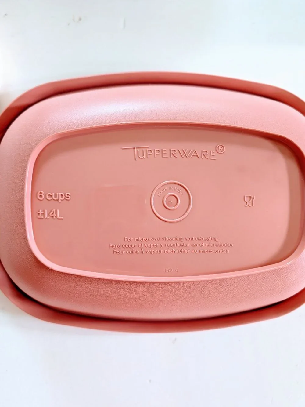 VTG Tupperware #1273-4 Dusty Pink Food Steamer 6 Cup White Insert NOS USA 3 Part